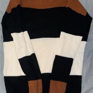 Striped Black, White, and Brown Sweater